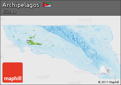 Physical Panoramic Map of Archipelagos, single color outside