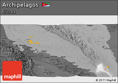 Political Panoramic Map of Archipelagos, darken, desaturated