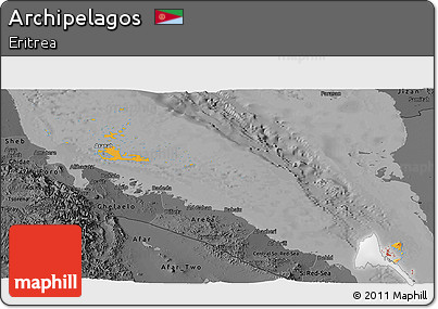 Political Panoramic Map of Archipelagos, darken, desaturated