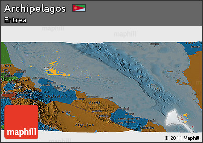 Political Panoramic Map of Archipelagos, darken