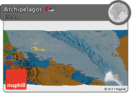 Political Panoramic Map of Archipelagos, darken