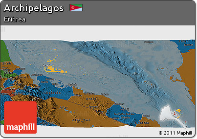 Political Panoramic Map of Archipelagos, darken