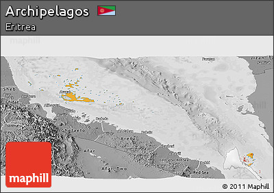 Political Panoramic Map of Archipelagos, desaturated