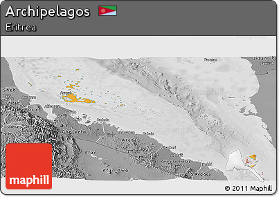 Political Panoramic Map of Archipelagos, desaturated