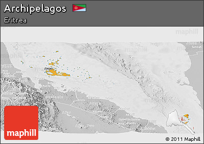 Political Panoramic Map of Archipelagos, lighten, desaturated