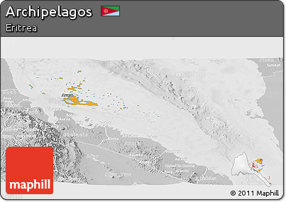 Political Panoramic Map of Archipelagos, lighten, desaturated
