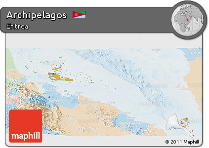 Political Panoramic Map of Archipelagos, lighten