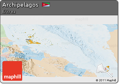 Political Panoramic Map of Archipelagos, lighten