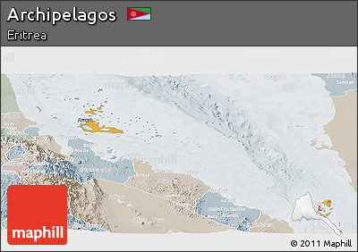 Political Panoramic Map of Archipelagos, lighten, semi-desaturated