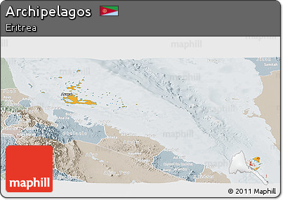 Political Panoramic Map of Archipelagos, lighten, semi-desaturated