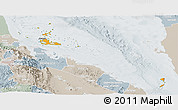 Political Panoramic Map of Archipelagos, lighten, semi-desaturated