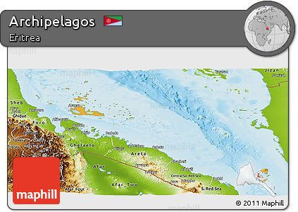 Political Panoramic Map of Archipelagos, physical outside