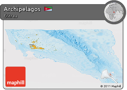 Political Panoramic Map of Archipelagos, single color outside