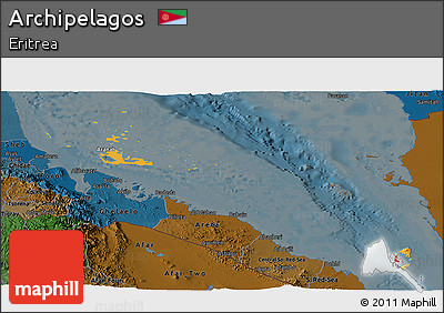 Political Shades Panoramic Map of Archipelagos, darken