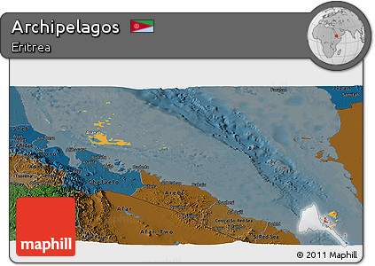 Political Shades Panoramic Map of Archipelagos, darken