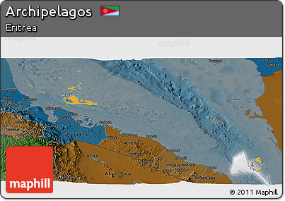 Political Shades Panoramic Map of Archipelagos, darken