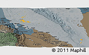 Political Shades Panoramic Map of Archipelagos, darken, semi-desaturated