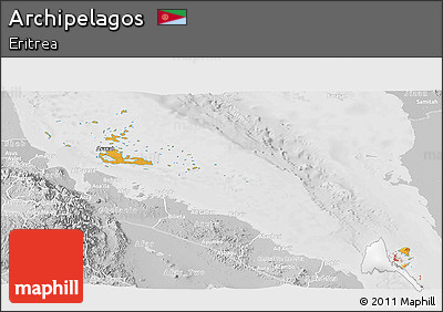 Political Shades Panoramic Map of Archipelagos, lighten, desaturated