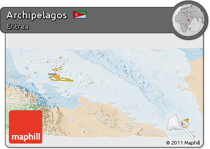 Political Shades Panoramic Map of Archipelagos, lighten