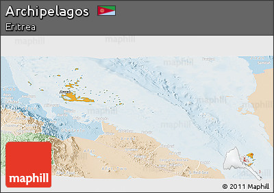 Political Shades Panoramic Map of Archipelagos, lighten