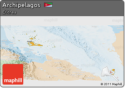 Political Shades Panoramic Map of Archipelagos, lighten