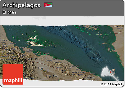 Satellite Panoramic Map of Archipelagos, darken