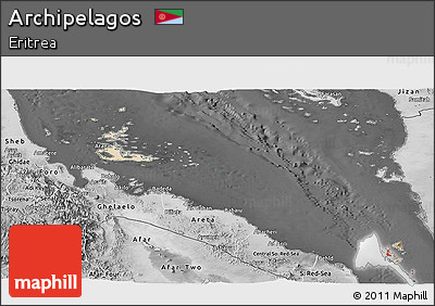 Satellite Panoramic Map of Archipelagos, desaturated