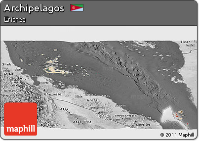Satellite Panoramic Map of Archipelagos, desaturated