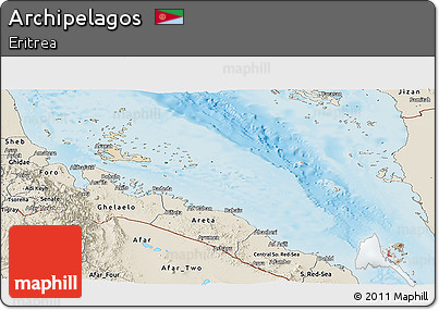 Satellite Panoramic Map of Archipelagos, shaded relief outside