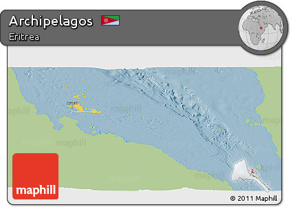 Savanna Style Panoramic Map of Archipelagos, single color outside