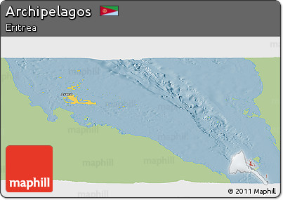 Savanna Style Panoramic Map of Archipelagos, single color outside
