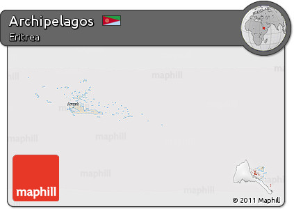 Shaded Relief Panoramic Map of Archipelagos, cropped outside