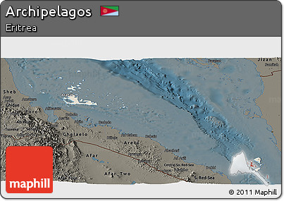 Shaded Relief Panoramic Map of Archipelagos, darken