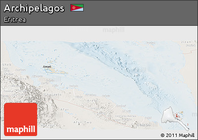Shaded Relief Panoramic Map of Archipelagos, lighten