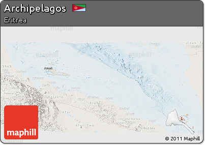 Shaded Relief Panoramic Map of Archipelagos, lighten