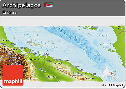 Shaded Relief Panoramic Map of Archipelagos, physical outside