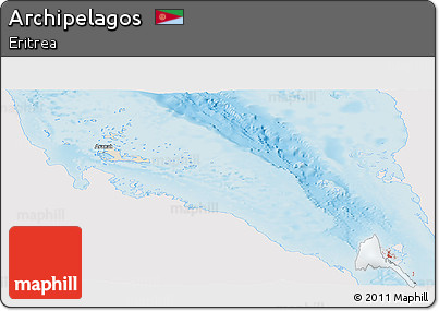 Shaded Relief Panoramic Map of Archipelagos, single color outside