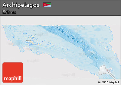Shaded Relief Panoramic Map of Archipelagos, single color outside
