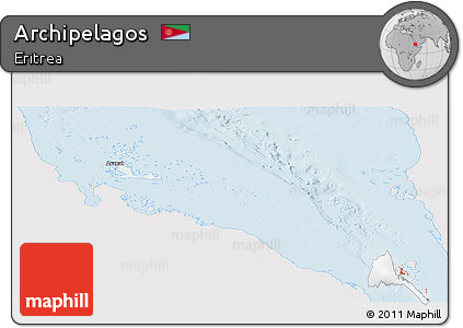 Silver Style Panoramic Map of Archipelagos, single color outside