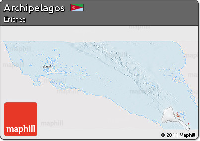 Silver Style Panoramic Map of Archipelagos, single color outside