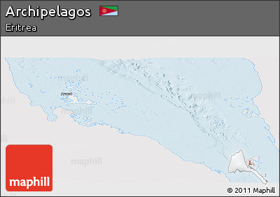 Silver Style Panoramic Map of Archipelagos, single color outside