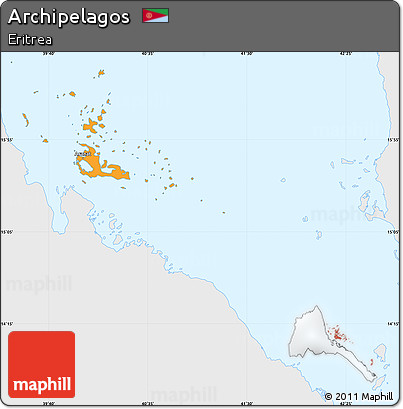 Political Simple Map of Archipelagos, single color outside