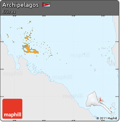 Political Shades Simple Map of Archipelagos, single color outside