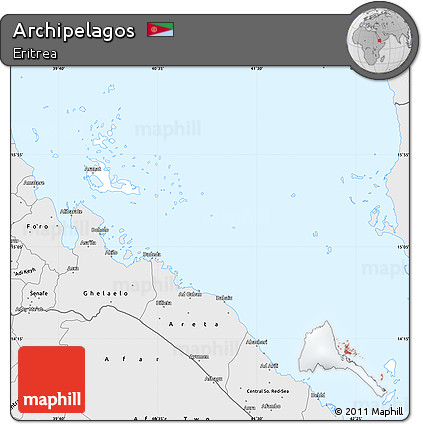 Silver Style Simple Map of Archipelagos
