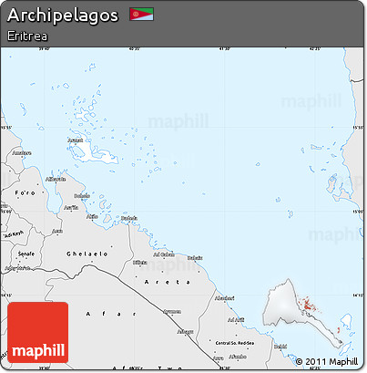 Silver Style Simple Map of Archipelagos