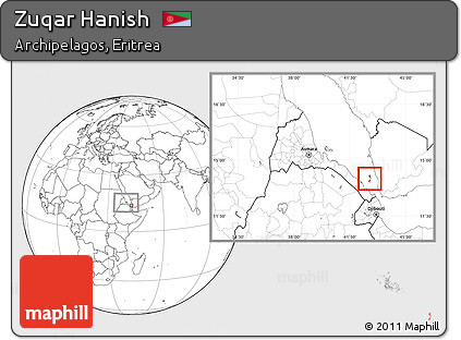 Blank Location Map of Zuqar Hanish, within the entire country