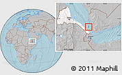 Gray Location Map of Zuqar Hanish, highlighted country, hill shading