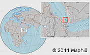 Gray Location Map of Zuqar Hanish, hill shading
