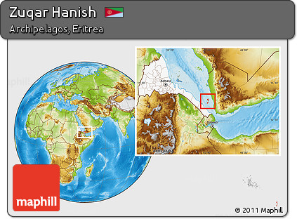 Physical Location Map of Zuqar Hanish, highlighted country, highlighted parent region