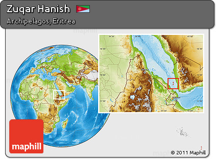 Physical Location Map of Zuqar Hanish, highlighted parent region, within the entire country